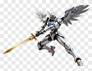 Armored Angelic Warrior Holding A Sword PNG