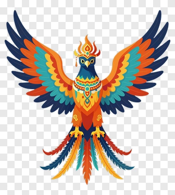 Colorful Phoenix With Vibrant Feathers PNG