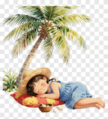 Girl Sleeping Under A Palm Tree PNG