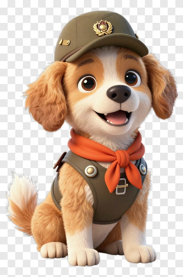 3D Dog Wearing A Scout Outfit PNG