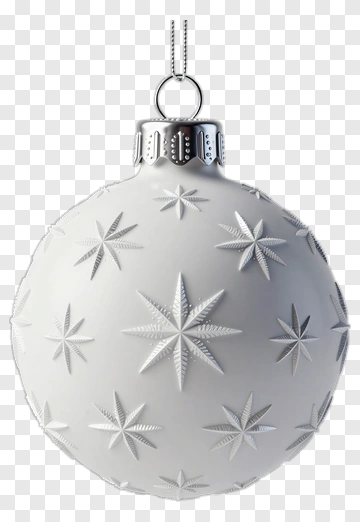 White Christmas Ornament With Star Patterns PNG