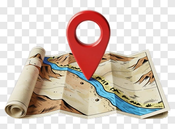 Map With Red Location Pin PNG