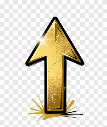 Gold Arrow Icon With Sparkles PNG