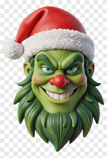 3D Grinch Wearing A Santa Hat PNG
