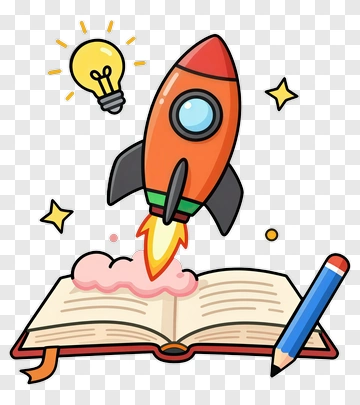 Rocket Launching From An Open Book PNG