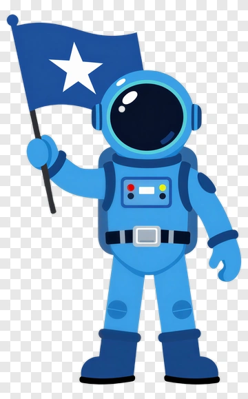 Cartoon Astronaut Holding A Flag PNG