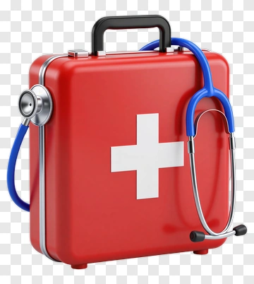 Red Medical Kit With Stethoscope PNG