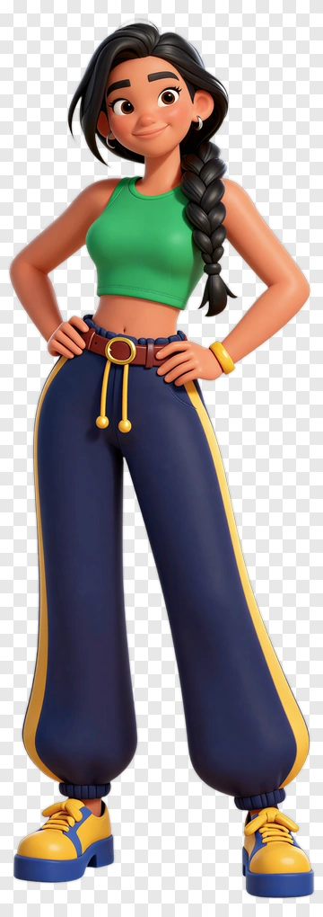 Cartoon Woman In Sports Outfit PNG