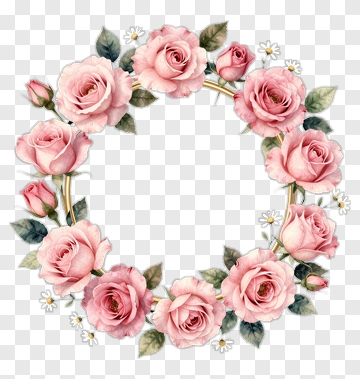 Pink Rose Floral Wreath PNG