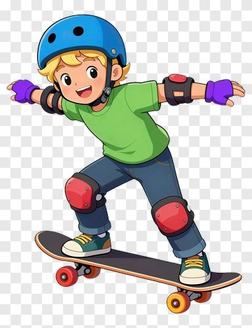 Cartoon Boy Skateboarding PNG
