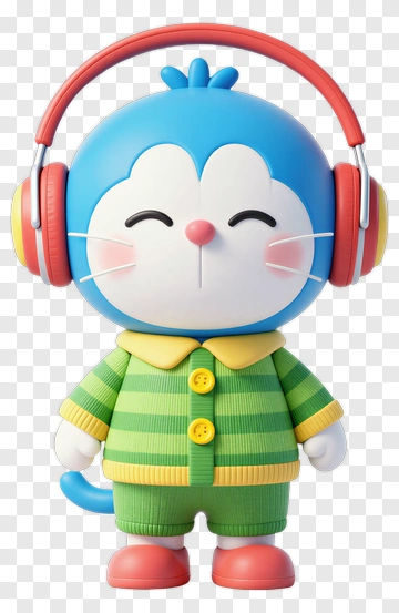 Cartoon Character Wearing Headphones PNG