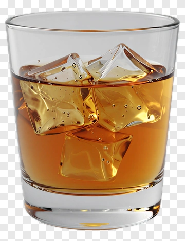 Whiskey With Ice Cubes In A Glass PNG