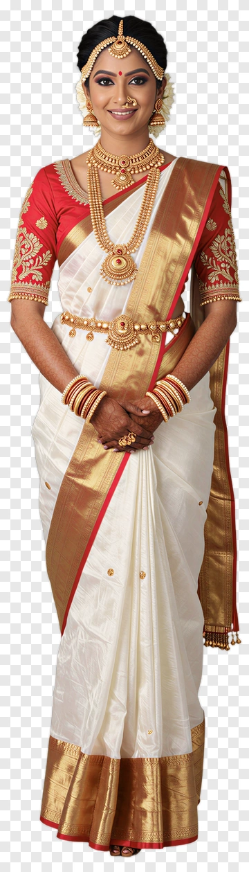 Elegant Indian Woman In Traditional Saree PNG