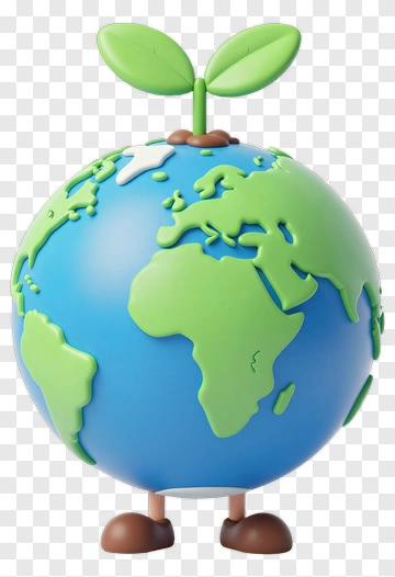 3D Earth With Plant Sprouting PNG