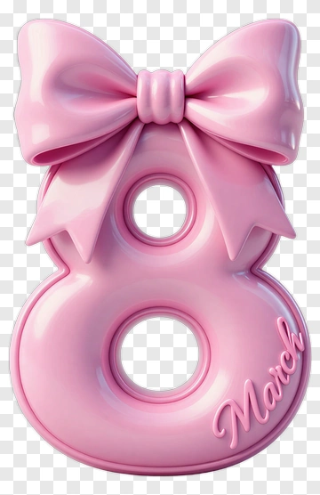 Pink 8 With Bow For March Celebration PNG