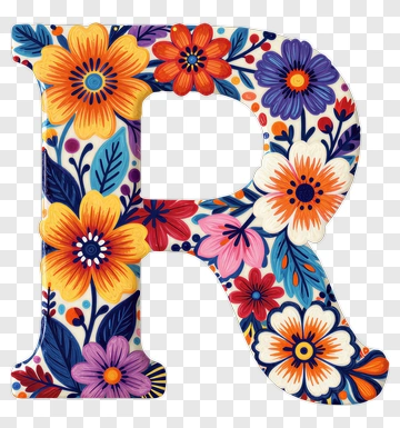 Colorful Floral Letter R PNG