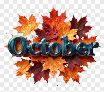 October With Colorful Autumn Leaves PNG