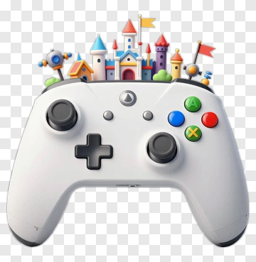 Colorful Video Game Controller With Castle Theme PNG