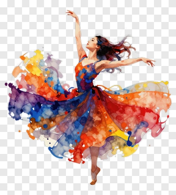 Colorful Watercolor Dancer In Motion PNG