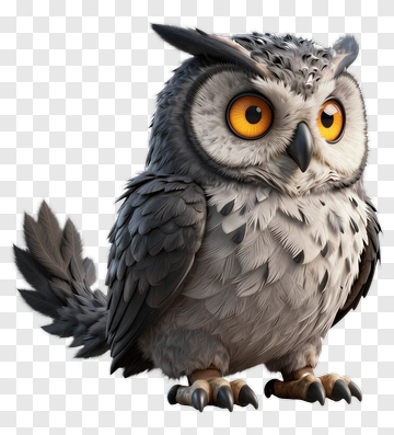 3D Cartoon Owl PNG