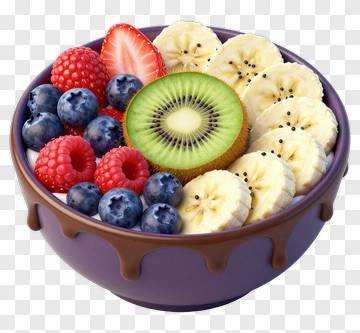 Fruit Bowl With Berries And Banana PNG
