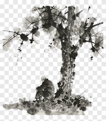 Sad Man Sitting Under A Tree PNG