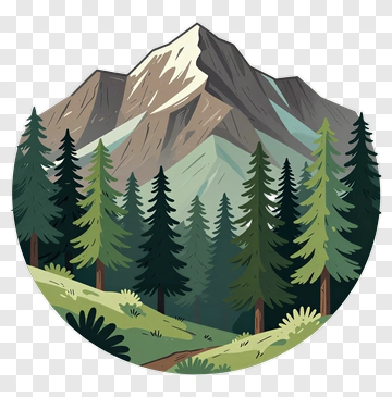 Mountain Landscape With Pine Trees PNG