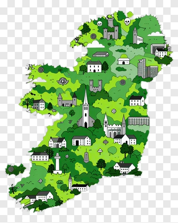Illustrated Map Of Ireland With Landmarks PNG