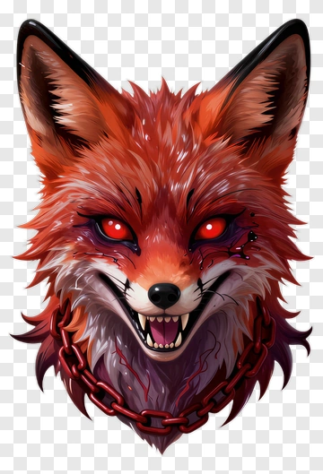 Fierce Red Fox With Glowing Eyes PNG