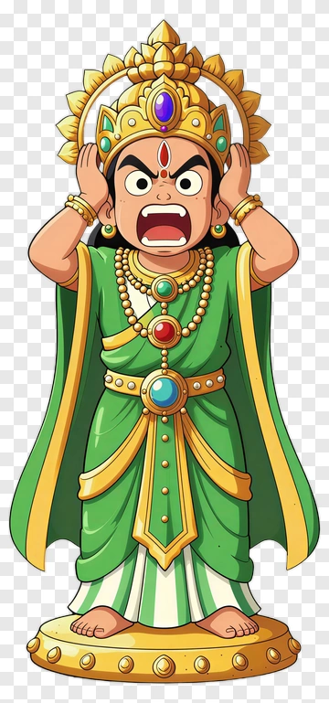 Cartoon Character Wearing Green Robe And Crown PNG