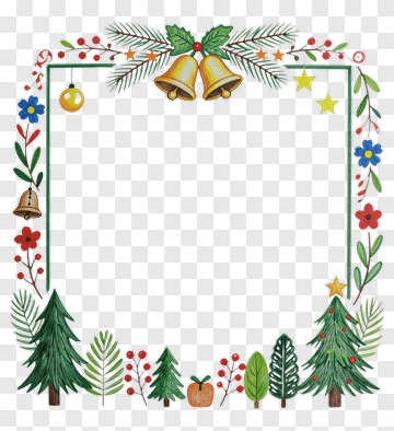 Christmas Frame With Bells And Decorations PNG