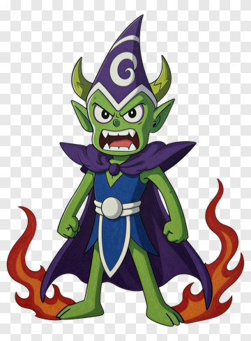 Cartoon Goblin Wizard With Flames PNG