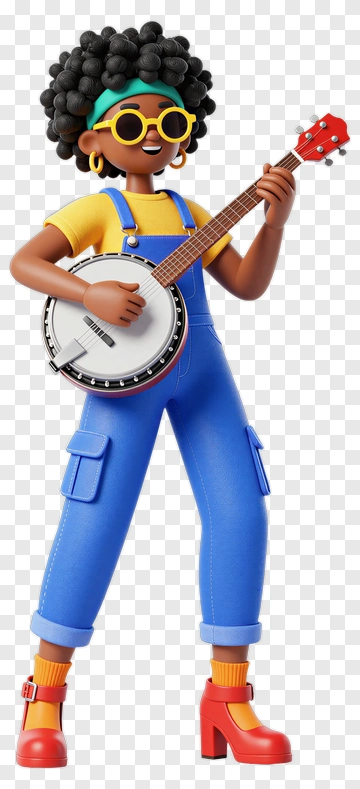 3D Musician Playing A Banjo PNG