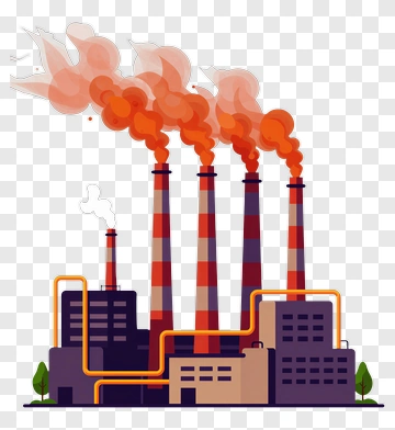 Industrial Power Plant With Smokestacks PNG