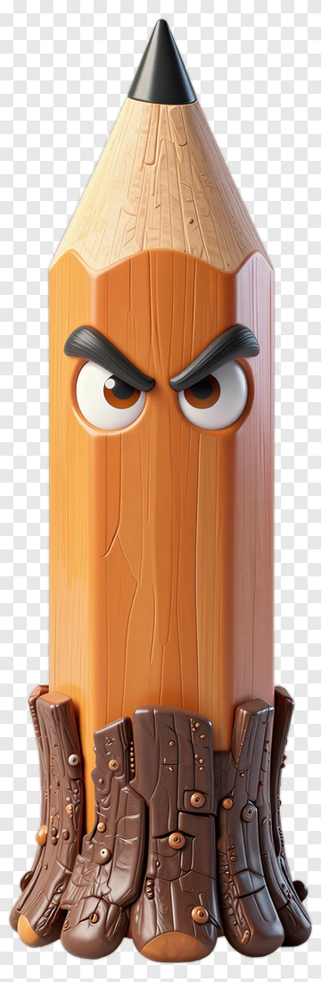 Angry Cartoon Pencil Character PNG