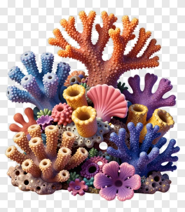 Colorful Coral Reef Composition PNG