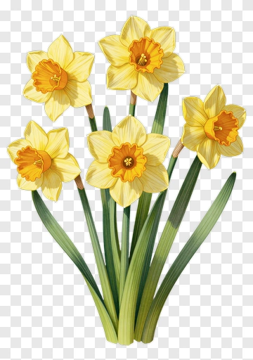 Yellow Daffodil Flower Bouquet PNG
