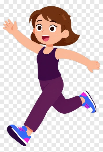 Cartoon Girl Running PNG