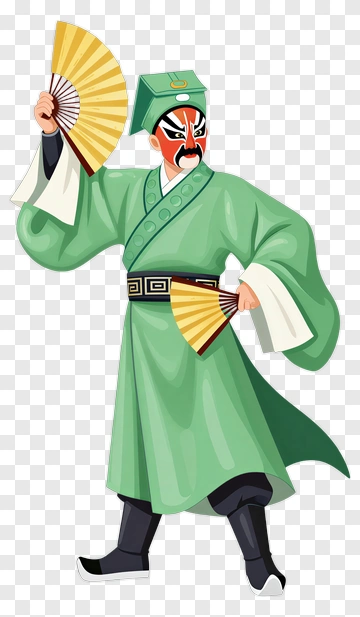 Traditional Chinese Opera Performer With Fans PNG