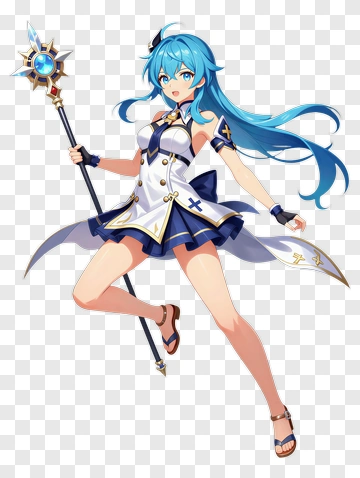 Anime Character Holding A Magical Staff PNG