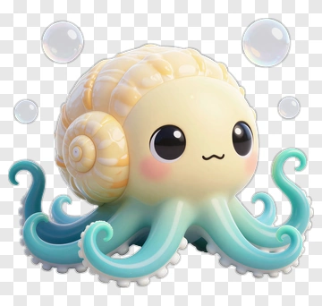 Cute Cartoon Octopus With Shell PNG