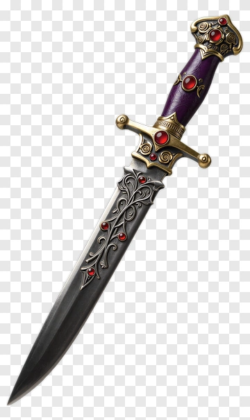 Ornate Dagger With Decorative Handle PNG