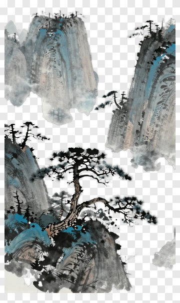 Mountain Landscape With Pine Tree PNG