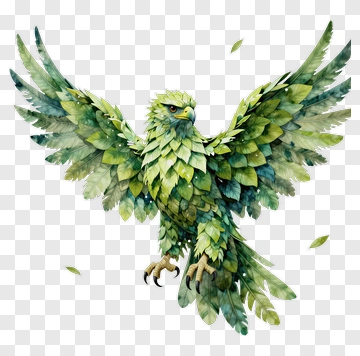 Colorful Leafy Bird PNG