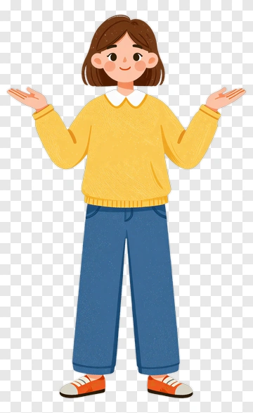 Cartoon Girl With Open Arms PNG