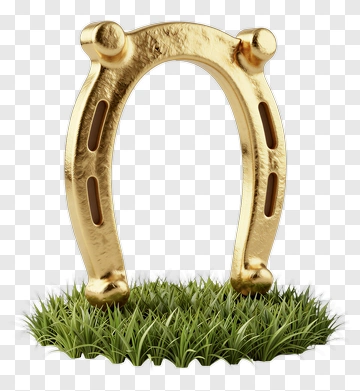 Golden Horseshoe On Grass PNG