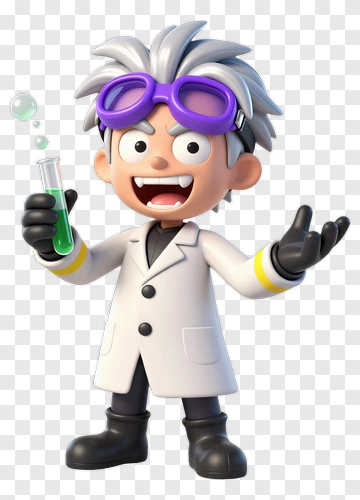 Cartoon Scientist Holding A Test Tube PNG