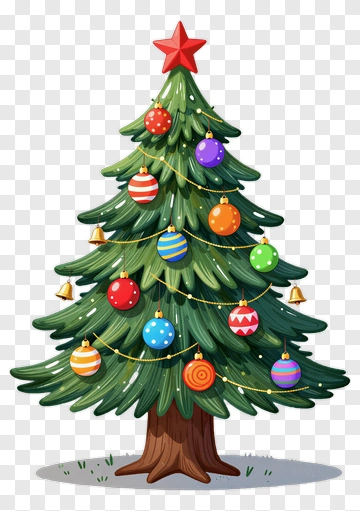 Colorful Christmas Tree With Ornaments PNG