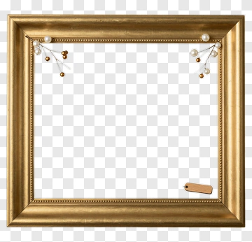Gold Picture Frame With Decorative Elements PNG
