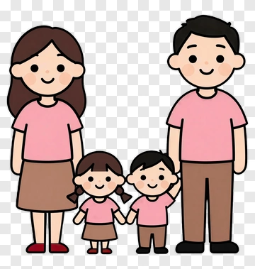 Cartoon Family Holding Hands PNG